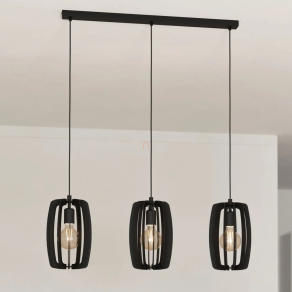   Függesztett lamellás lámpa, fekete - Bajazzara Eglo 900505, 3xE27 foglalattal, 220-240 V