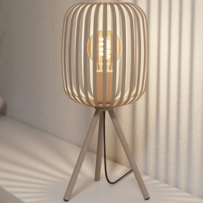   Árnyékvető asztali lámpa natúr színben, tripod, 43,5 cm - Romazzina Eglo 900521, 1xE27 foglalattal, 220-240 V