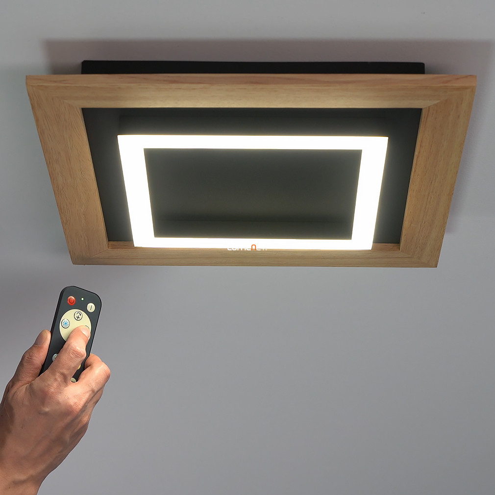 Fa keretes mennyezeti LED lámpa távirányítóval, hideg-melegfehér (Tirrenara)