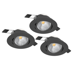  Süllyesztett LED lámpa, 3 darabos, billenthető - Saliceto Eglo 900747, 450 lm, 2700 K, 3x6 W, 220-240 V