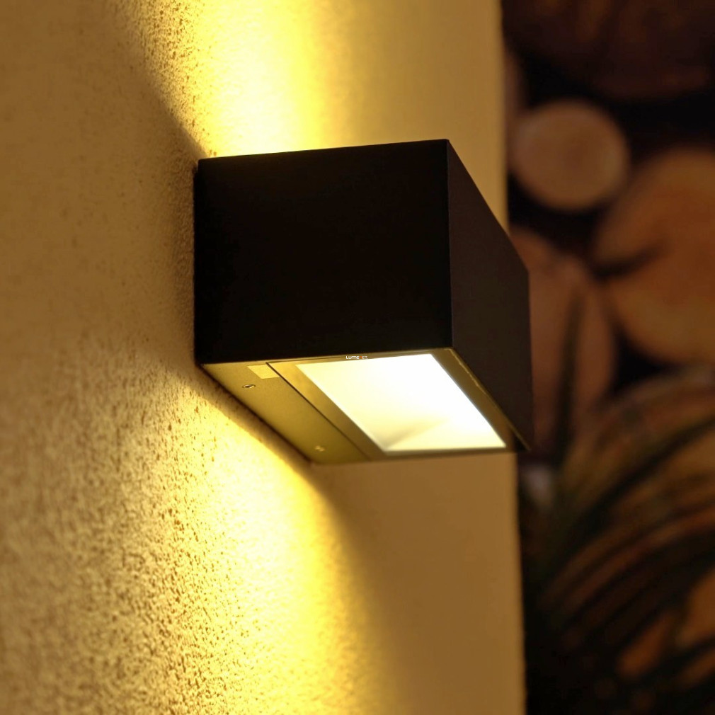 Szabályozható kültéri fali LED lámpa 2x5 W, hideg-melegfehér, fekete (Spongano)