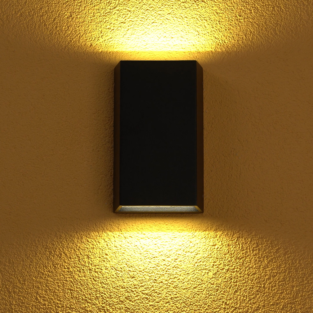 Szabályozható kültéri fali LED lámpa 2x5 W, hideg-melegfehér, 12x20 cm, fekete (Spongano)