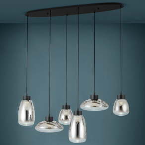   Függesztett LED lámpa különböző formájú üveg búrákkal - Sarnarra Eglo 390301, 3060 lm, 2700 K, 6x5,4 W, 220-240 V