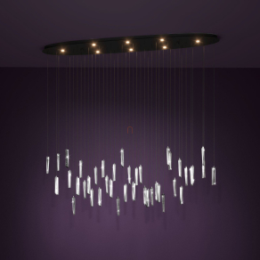   Függesztett LED lámpa buborékos üveg díszekkel - Sardenara Eglo 390349, 4000 lm, 3000 K, 8x4,2 W, 220-240 V