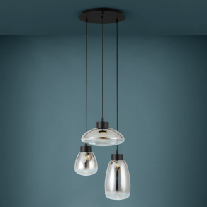   Függesztett LED lámpa különböző formájú üveg búrákkal, 46,5 cm - Sarnarra Eglo 390299, 1530 lm, 2700 K, 3x5,4 W, 