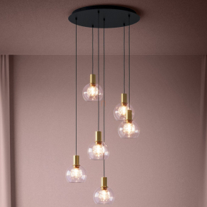   Függesztett LED lámpa üvegbúrákkal, 54 cm - Terque Eglo 390279, 3060 lm, 3000 K, 6x5,4 W, 220-240 V