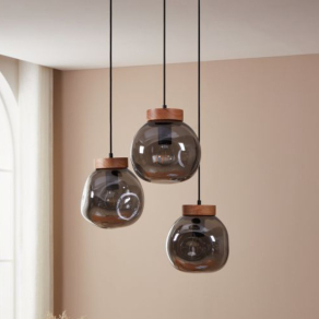   Függesztett lámpa olvasztott üveg hatású burával, 60 cm - Magacela Eglo 390319, 3xE27 foglalattal, 220-240 V