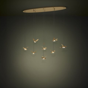   Madaras függesztett LED lámpa sárgaréz színben - Paratebueno 2 Eglo 390397, 4000 lm, 3000 K, 8x4,2 W, 220-240 V, IP20