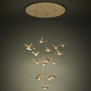   Madaras függesztett LED lámpa sárgaréz színben - Paratebueno 2 Eglo 390398, 6460 lm, 3000 K, 17x3 W, 220-240 V, IP20