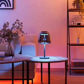   Szabályozható okos asztali LED lámpa, üveg, 34,5 cm - Alfero-Z Zigbee, 1000 lm, 2700-6500 K, állítható színhőmérséklet, 7,7 W, Bluetooth, Zigbee,  220-240 V