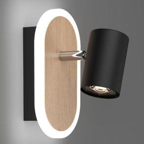  Fali LED spot lámpa keret , fekete-fa - Rimbocchi Eglo 901631, 850 lm, 3000 K, 7 W, 220-240 V