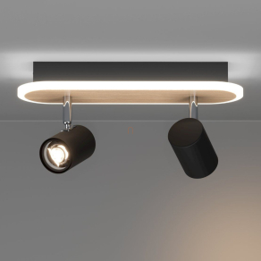   Mennyezeti LED spot lámpa keret világítással, fekete-fa - Rimbocchi Eglo 901632, 1500 lm, 3000 K, 12 W, 220-240 V