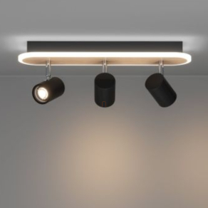   Mennyezeti LED spot lámpa keret világítással, fekete-fa - Rimbocchi Eglo 901633, 2500 lm, 3000 K, 20 W, 220-240 V