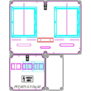   PVT 6075 Á-V Fm-SZ fogyasztásmérő szekrény, 1 vagy 3 fázisú általános és vezérelt mérők számára, szabadvezetékes,földelősínes modullal