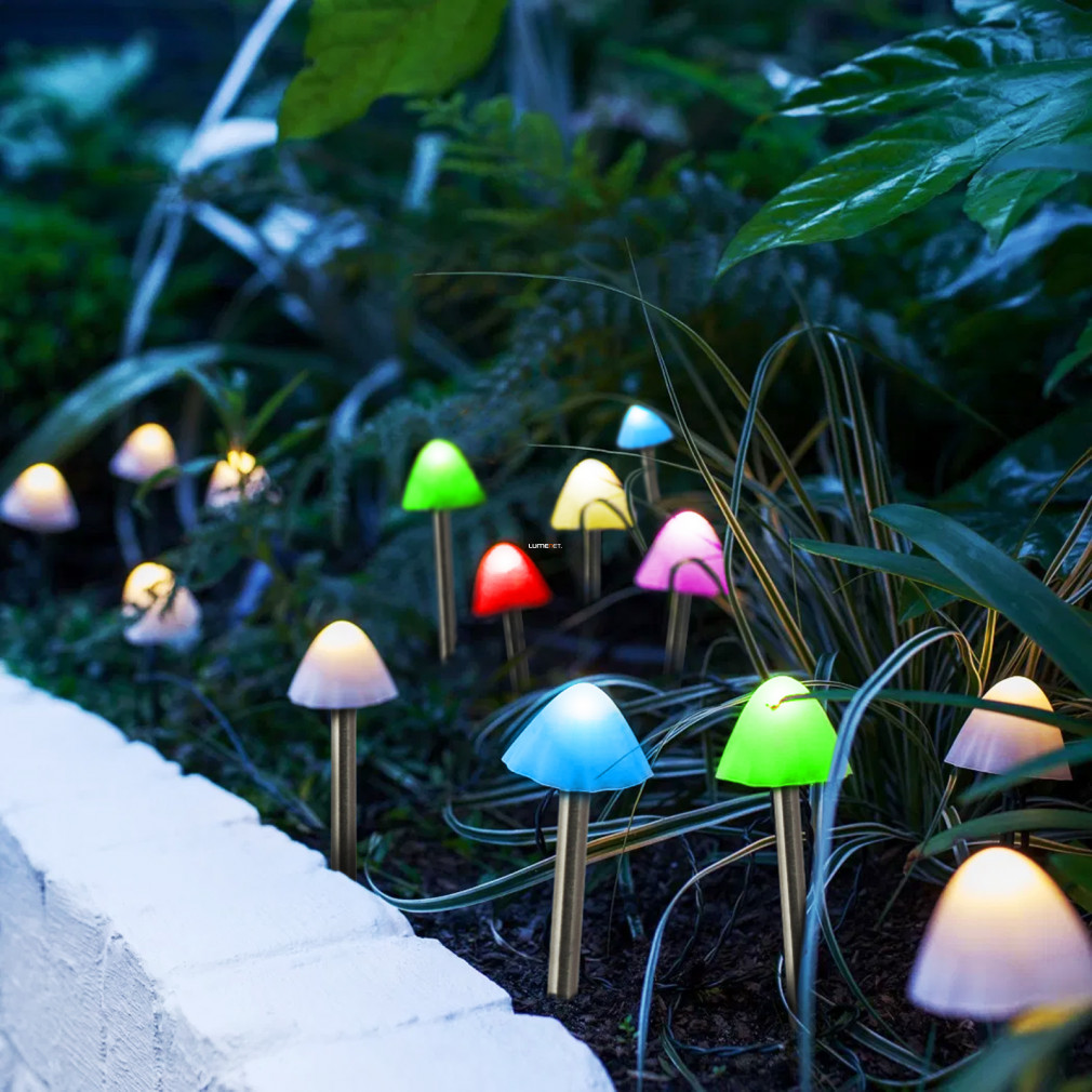 Napelemes világító mini gombák, 12 darabos
