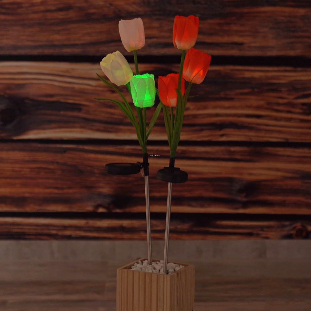 Napelemes tulipánok - RGB LED - 70 cm - 2 db / csomag