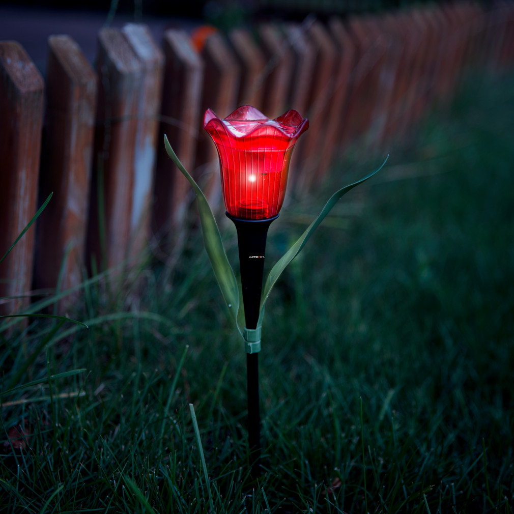 Napelemes tulipán lámpa - sárga/piros/rózsaszín, 13 cm - a szín véletlenszerűen lesz kiválasztva
