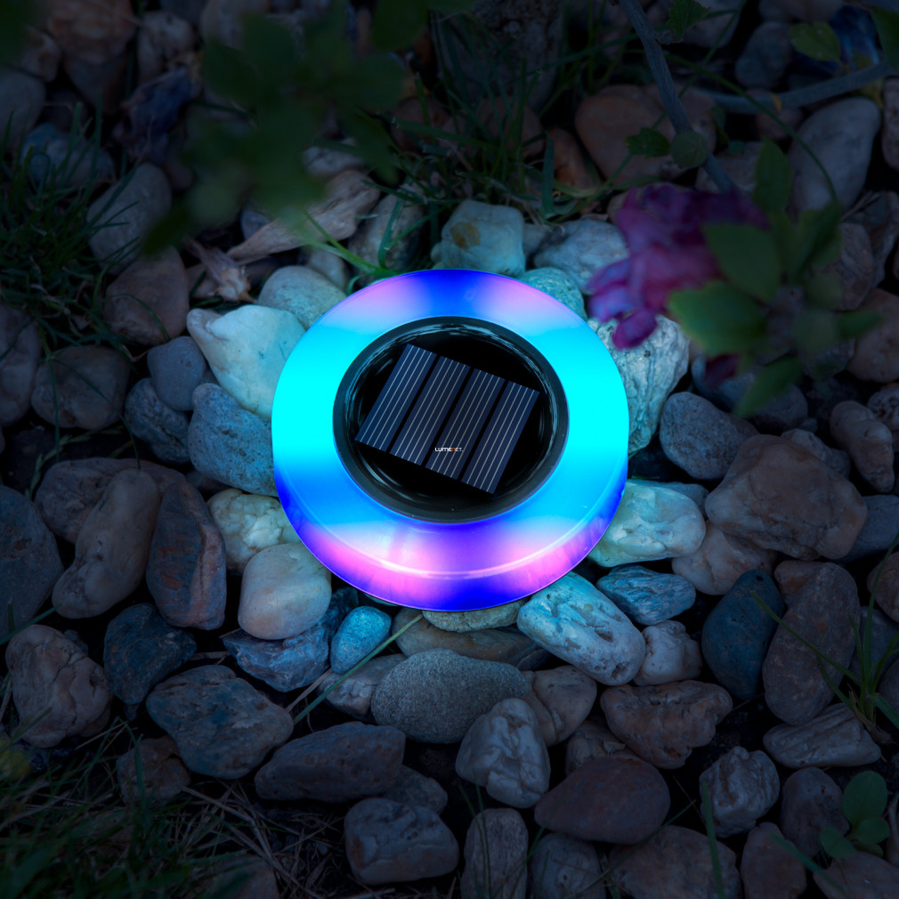 Földbeszúrható napelemes LED lámpa - kör alakú - színes 105 x 128 mm