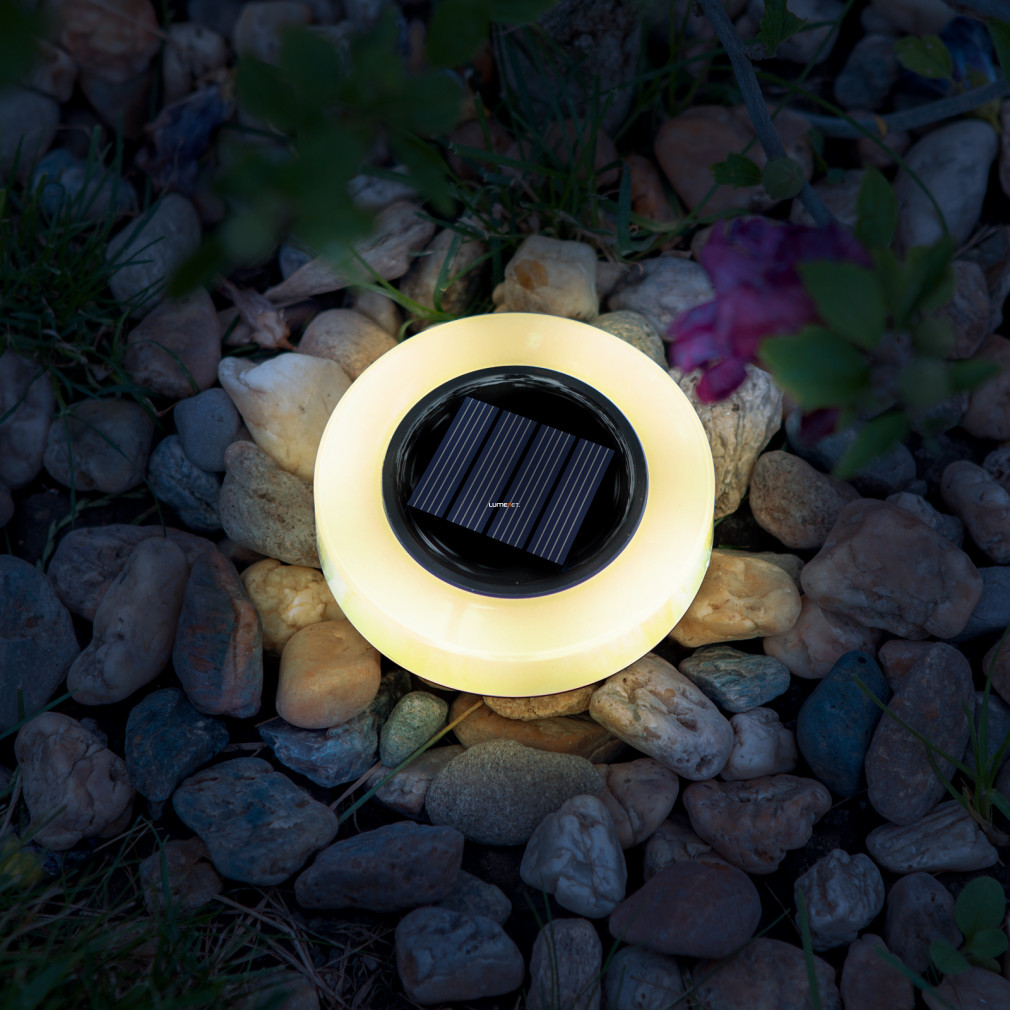 Földbeszúrható napelemes LED lámpa - kör alakú - melegfehér fényű