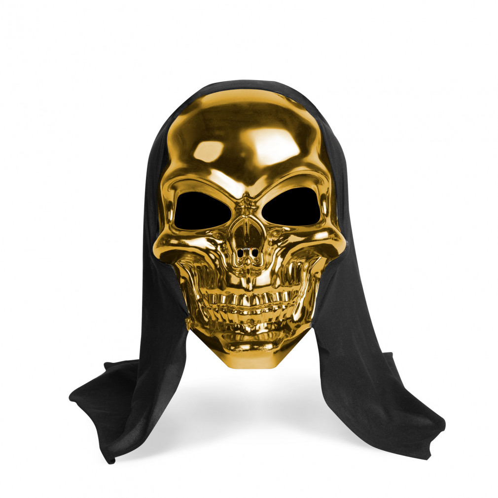 Fényes koponya maszk - arany színben- felnőtt méret - 16 x 24 cm