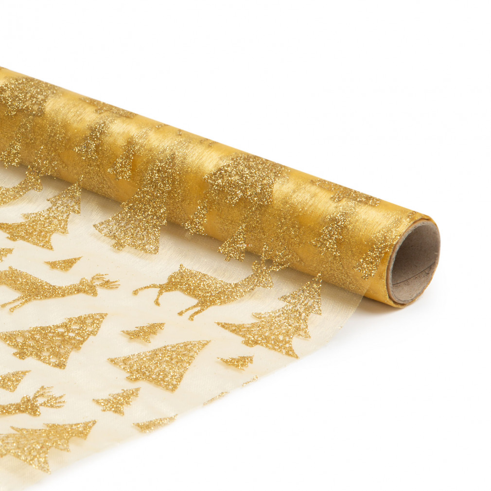 Karácsonyi asztalterítő futó - arany színű - 180 x 28 cm - 3 féle