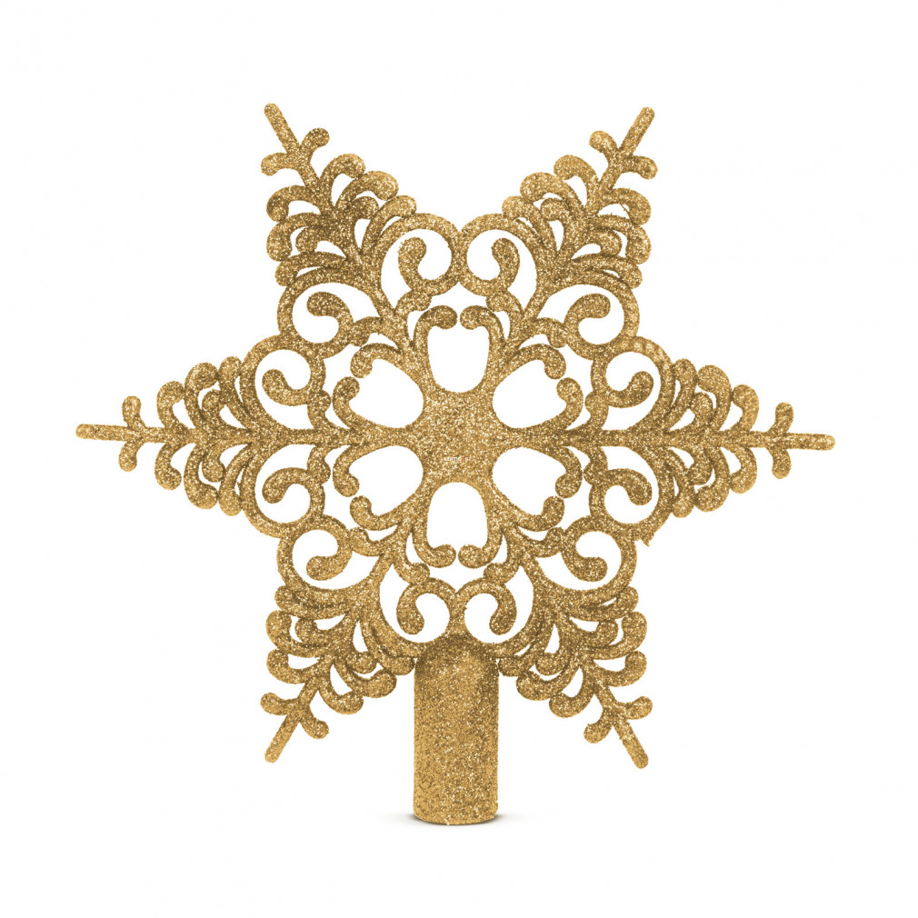 Karácsonyfa csúcsdísz - hópehely alakú - 20 x 20 cm - arany színű