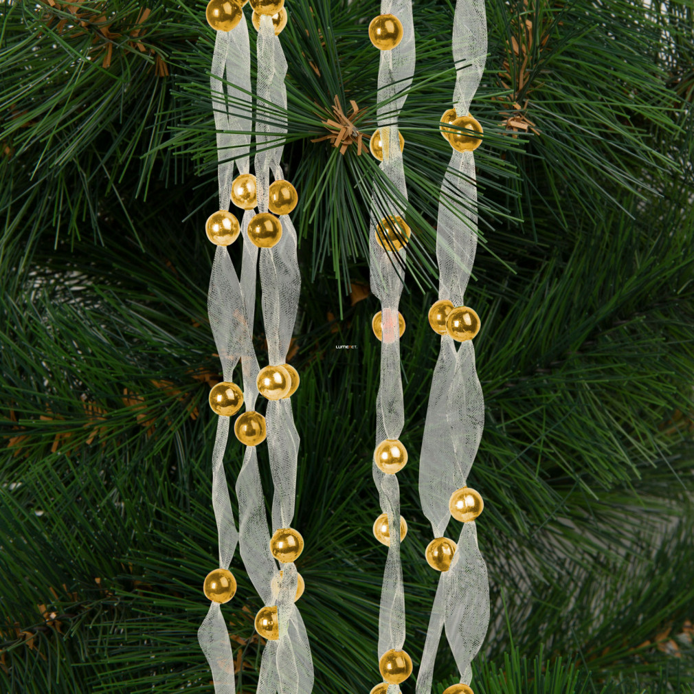 Karácsonyi organza girland - 2,7 m - 10 mm - arany színű