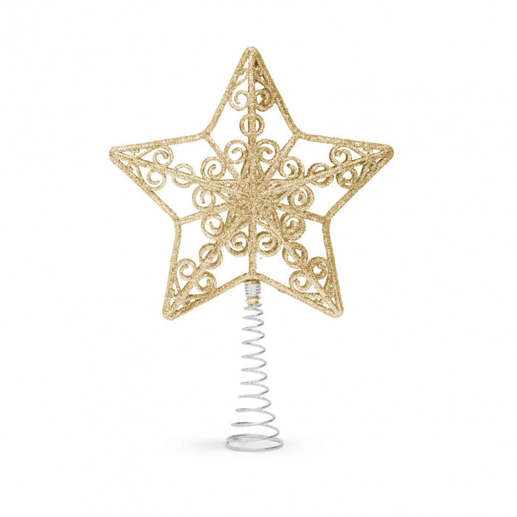 Karácsonyfa csúcsdísz - csillag alakú - 20 x 15 cm - arany színű