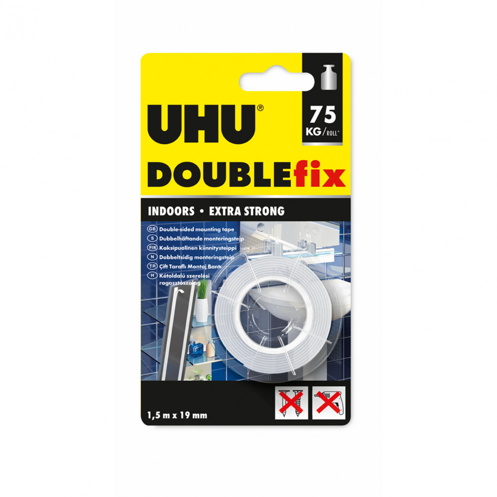 UHU Double Fix - kétoldalas ragasztószalag - 19 mm x 1,5 m