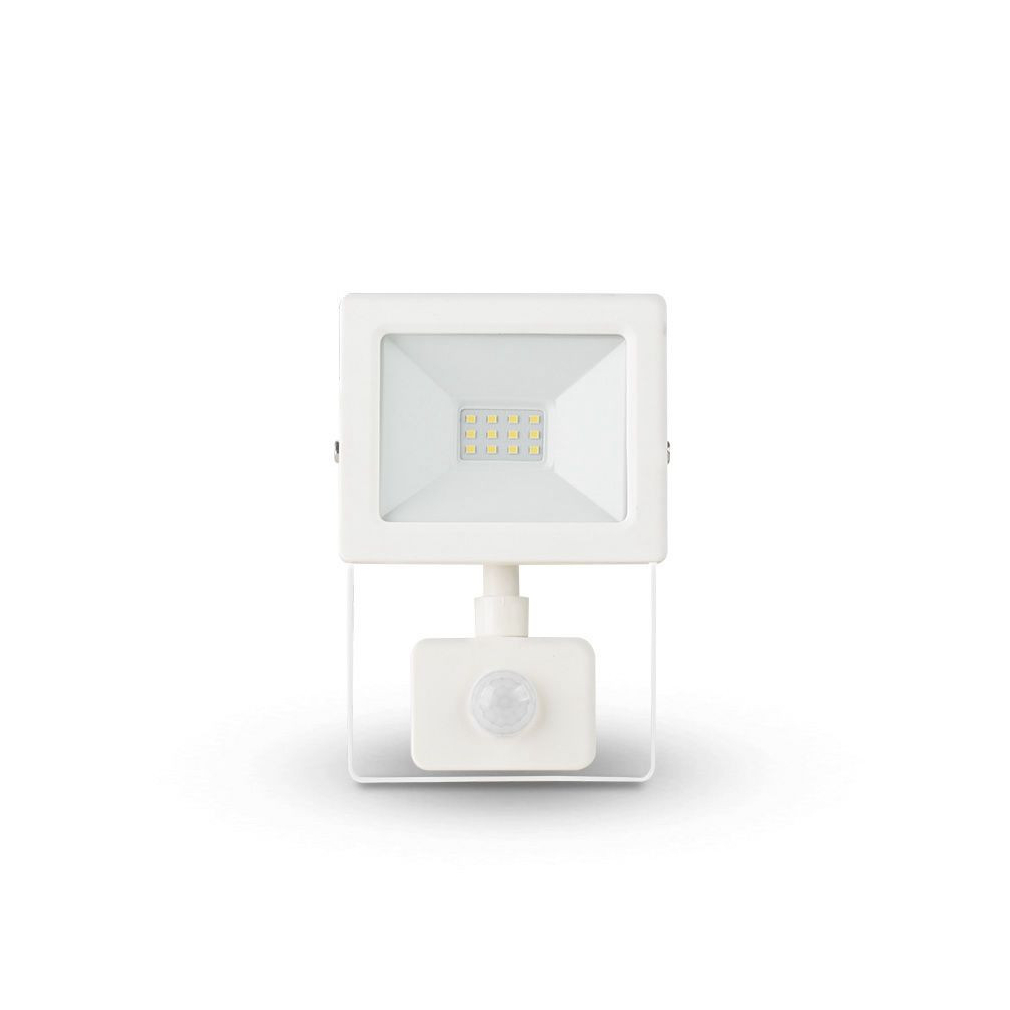 Mozgásérzékelős LED reflektor 10W 4500K, 900 lm, fehér (Slim)