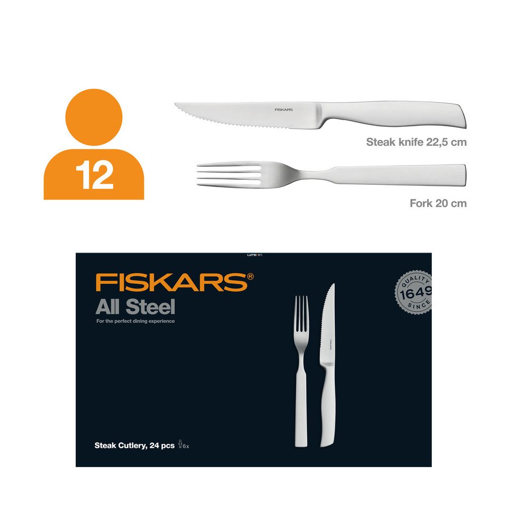 FISKARS All Steel steak evőeszköz készlet (24 részes)