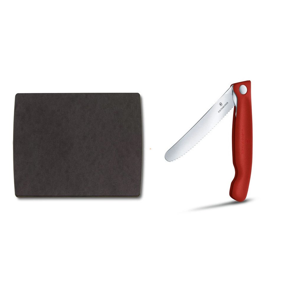 VICTORINOX Swiss Classic összecsukható kés és vágódeszka készlet, piros