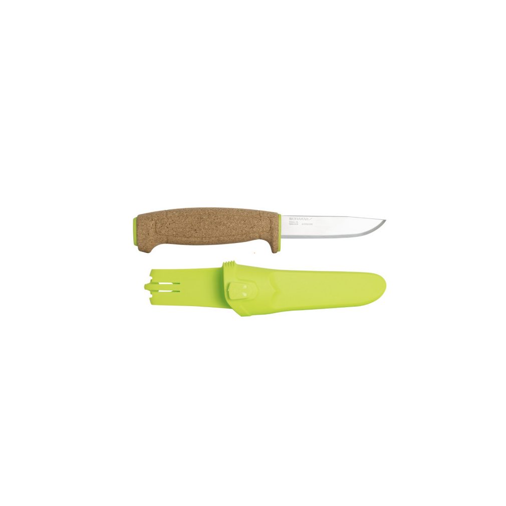 MORAKNIV FLOATING horgászkés (S) parafa markolattal, tokkal, neon zöld