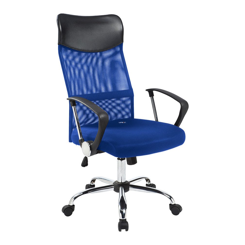 Ergonomikus irodai szék magasított háttámlával, kék