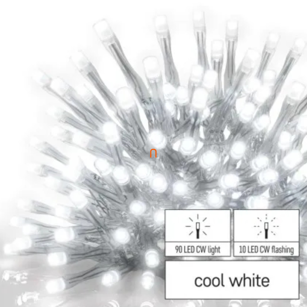 Standard LED sorolható füzér, villogó – jégcsapok, 2,5 m, kültéri, hideg fehér