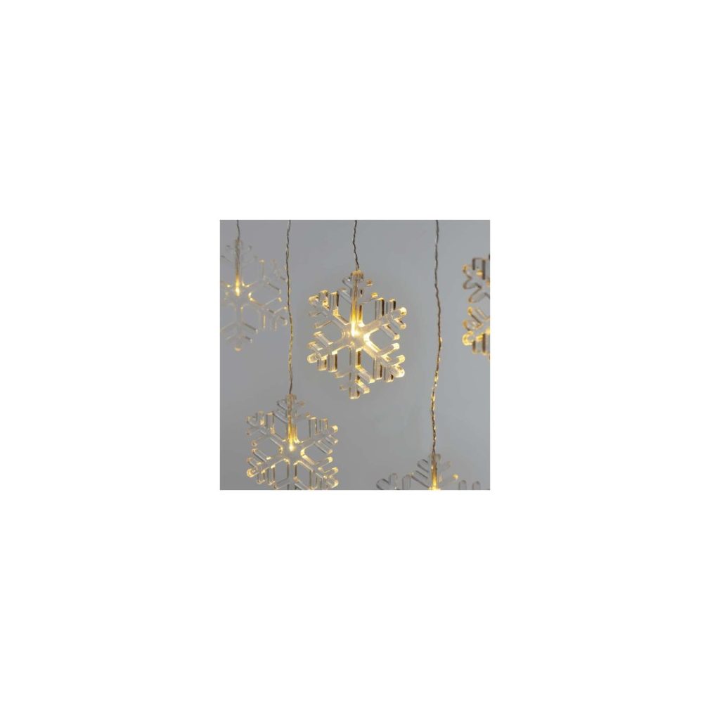 LED karácsonyi fényfüggöny – hópelyhek, 84 cm, beltéri, meleg fehér