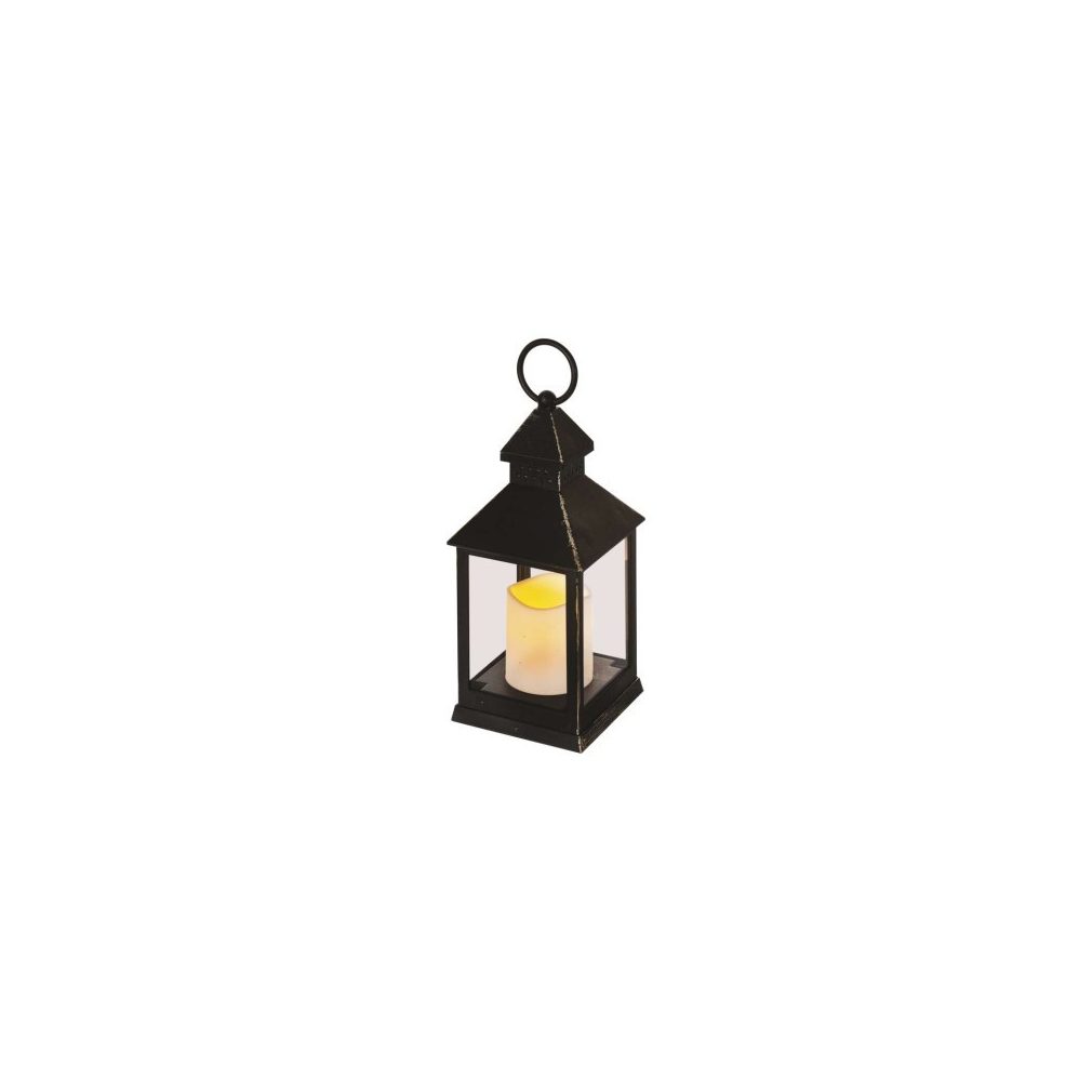 LED dekoráció – lámpa, antik, fekete, villogó, 3x AAA, beltéri, vintage, időzítő