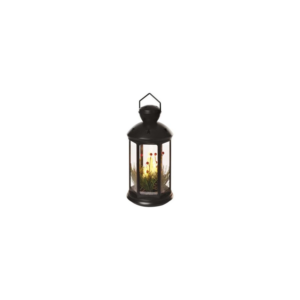 LED dekoráció – karácsonyi lámpa gyertyákkal, fekete, 35,5 cm, 3x C, beltéri, vintage