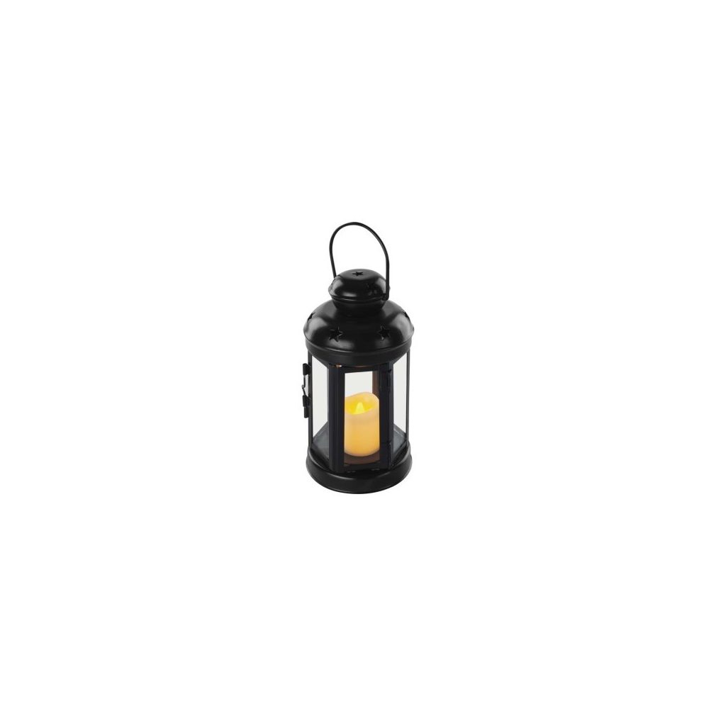 LED fekete, kerek lámpás, 18,5 cm, 1x CR2032, beltéri, vintage, időzítő