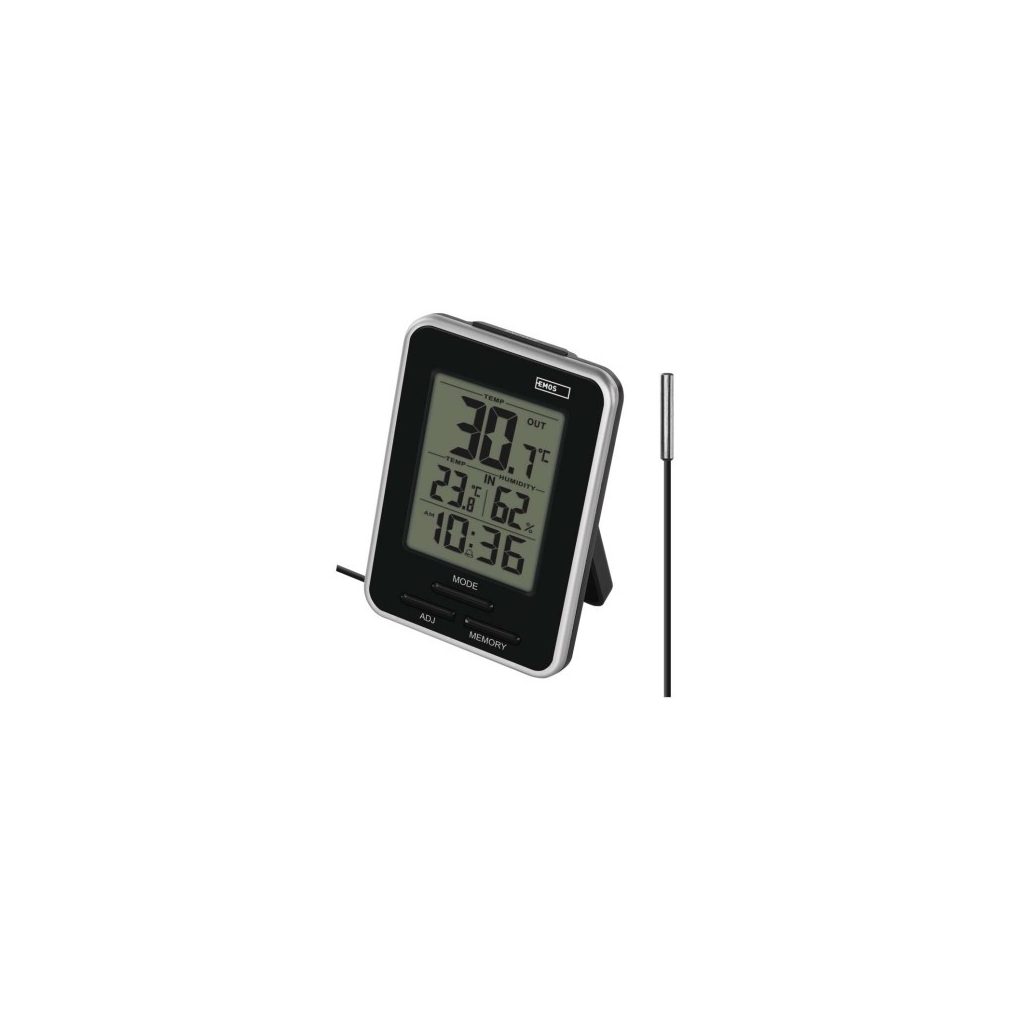 Digitális hőmérő óra kijelzővel, vezetékes
