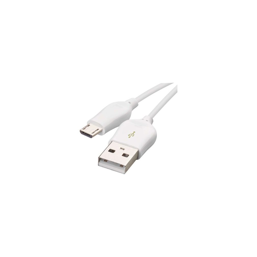 Gyorstöltő és adatkábel USB-A 2.0 / micro USB-B 2.0, 1 m, fehér