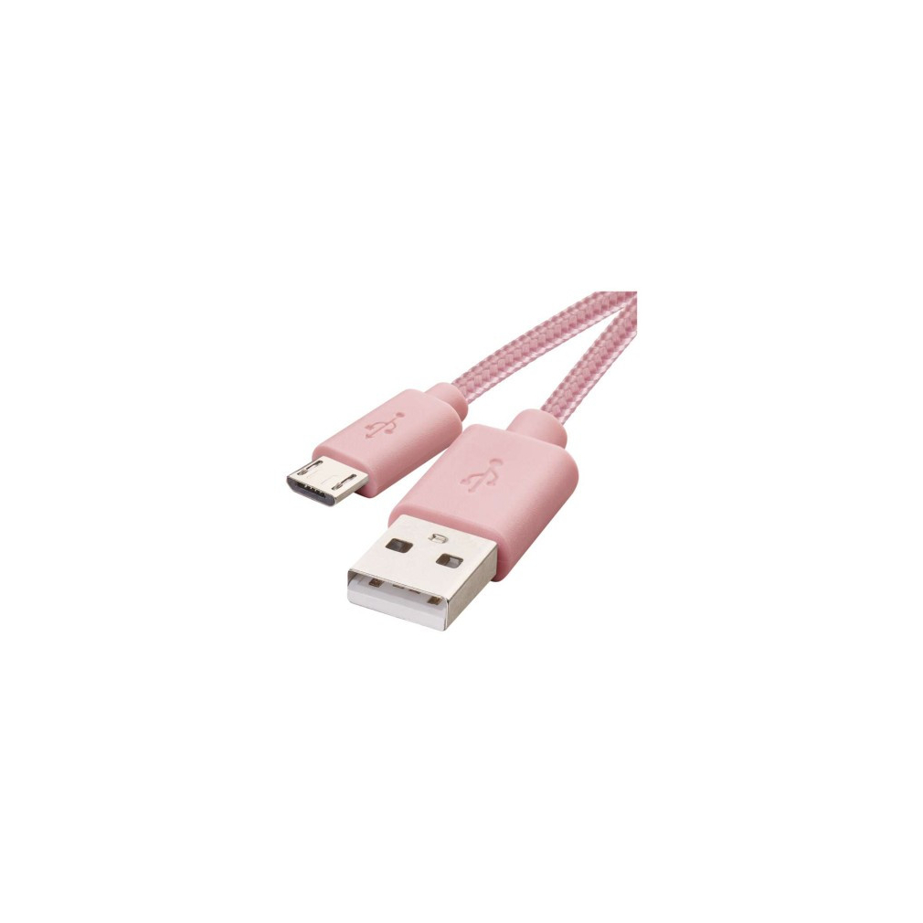 Töltő- és adatkábel USB-A 2.0 / micro USB-B 2.0, 1 m, rózsaszín