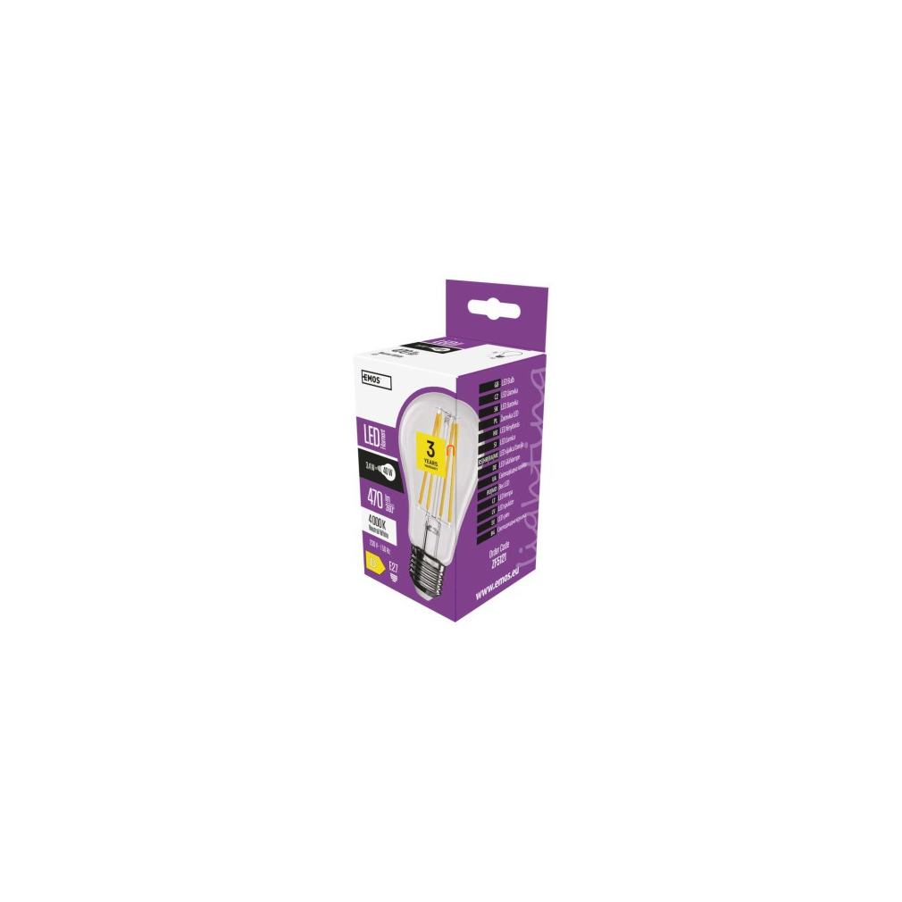 LED izzó Filament A60 / E27 / 3,4 W (40 W) / 470 lm / természetes fehér