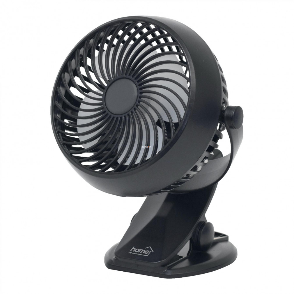 Csíptetős, akkumulátoros ventilátor, 10 cm, fekete