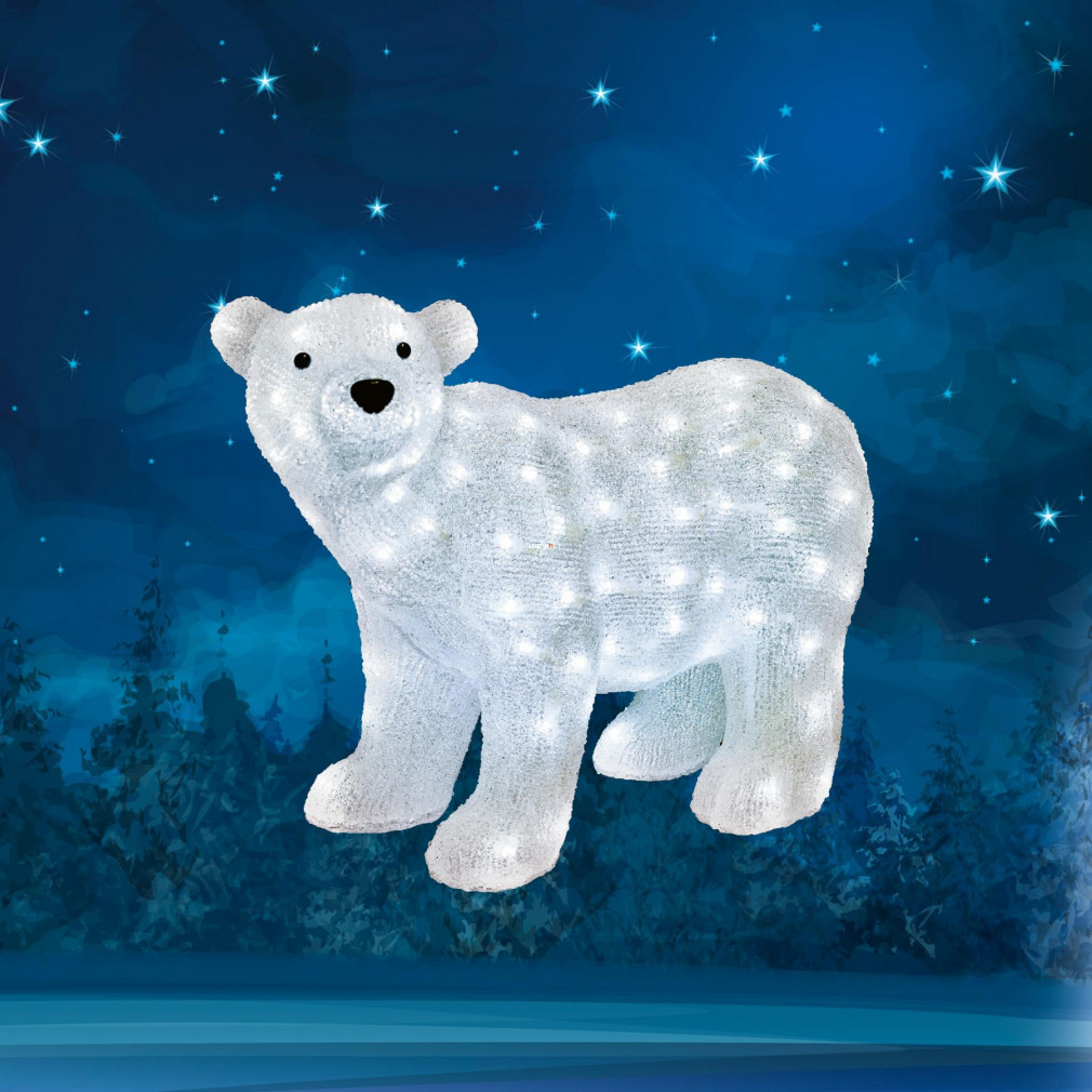 Kültéri jegesmedve dekoráció, hidegfehér, 120 LED, adapterrel