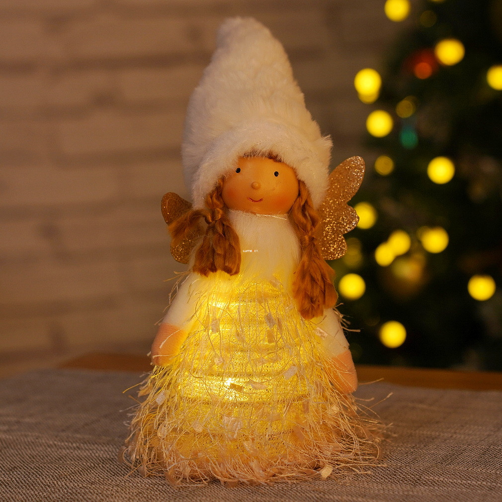 Karácsonyi LED dekoráció-angyalka világító szoknyával
