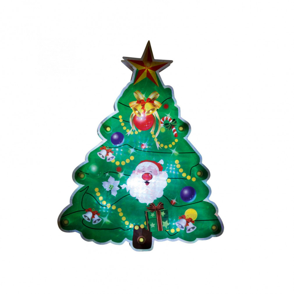 Beltéri karácsonyfa alakú ablakdísz, 10 LED