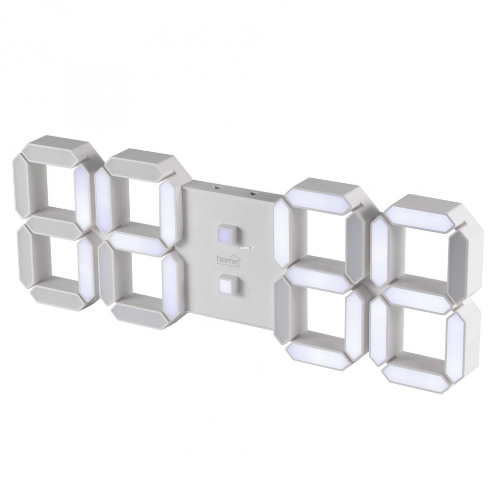 Digitális LED ébresztőóra 3D, fehér