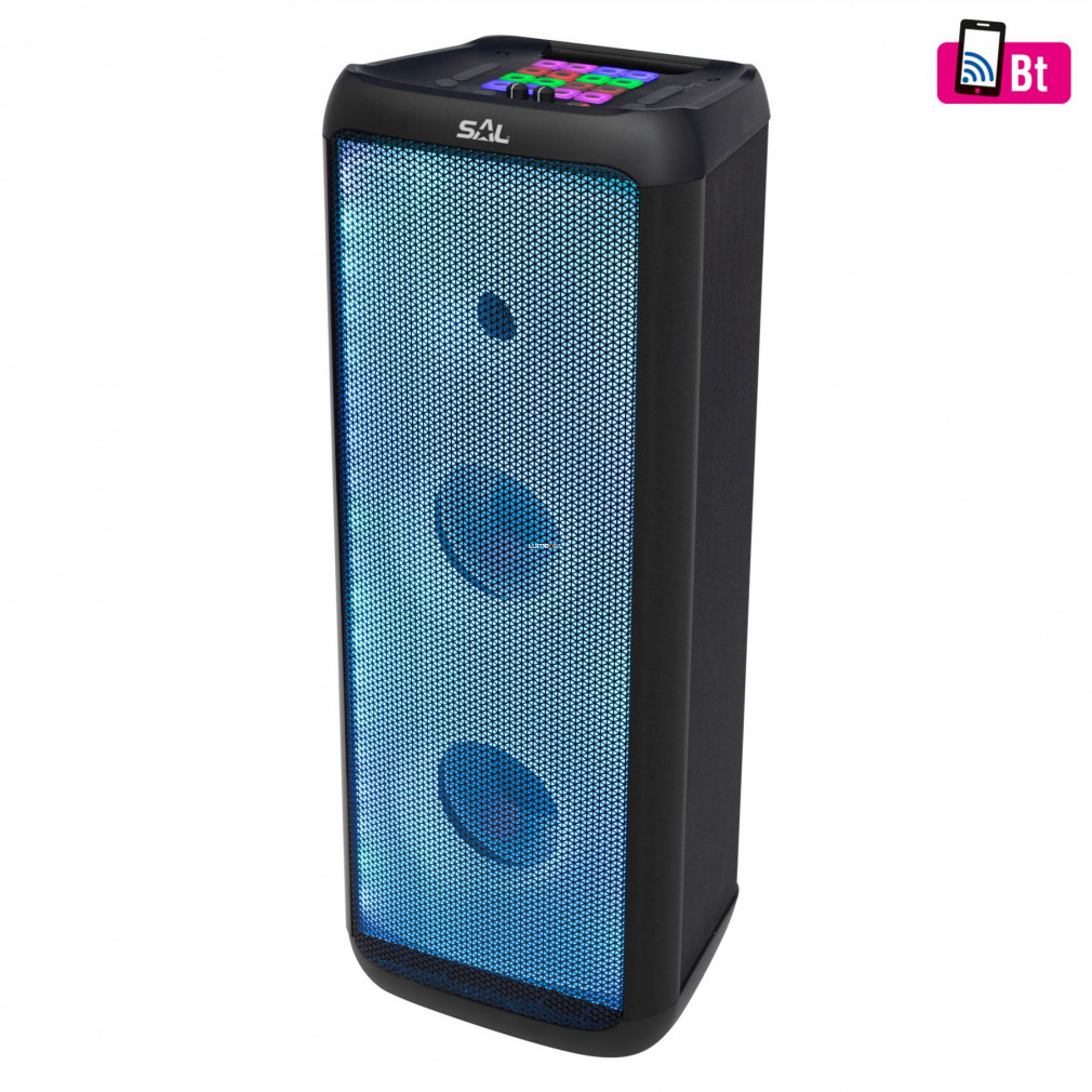 Távirányítós Full LED-es Party hangdoboz, 2X20 cm (BT)