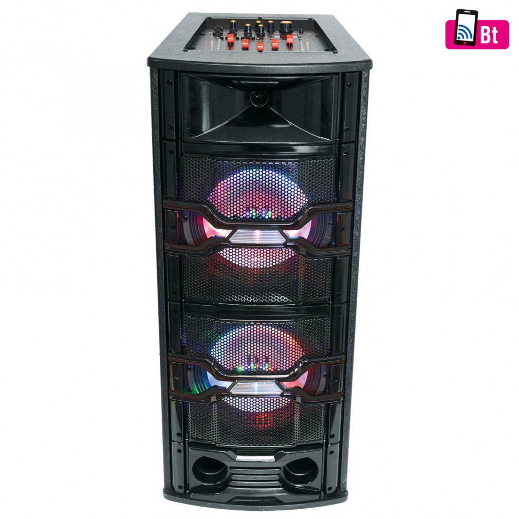 LED-es Party hangdoboz, 2 darab mikrofonnal (BT, MP3)